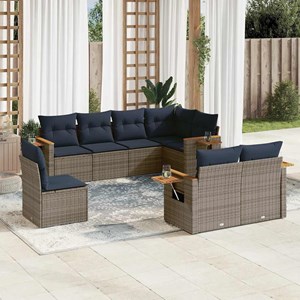 Maison exclusive - salon de jardin 8 pcs avec coussins gris résine tressée