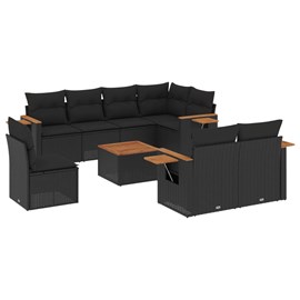 Maison exclusive - salon de jardin 9 pcs avec coussins noir résine tressée