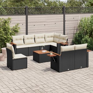 Maison exclusive - salon de jardin 9 pcs avec coussins noir résine tressée