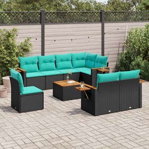Maison exclusive - salon de jardin 9 pcs avec coussins noir résine tressée