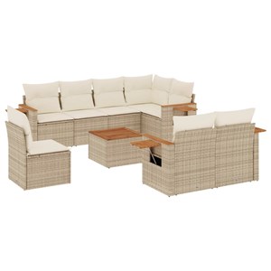 Maison exclusive - salon de jardin avec coussins 9 pcs beige résine tressée