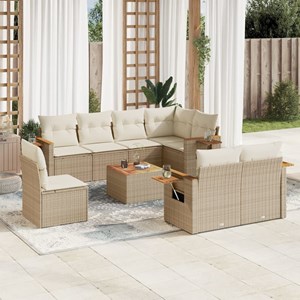 Maison exclusive - salon de jardin avec coussins 9 pcs beige résine tressée