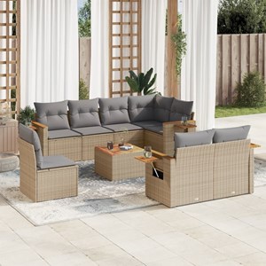 Maison exclusive - salon de jardin avec coussins 9 pcs beige résine tressée