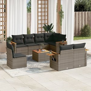 Maison exclusive - salon de jardin 9 pcs avec coussins gris résine tressée