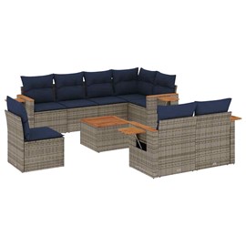 Maison exclusive - salon de jardin 9 pcs avec coussins gris résine tressée