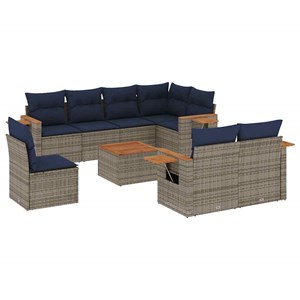 Maison exclusive - salon de jardin 9 pcs avec coussins gris résine tressée