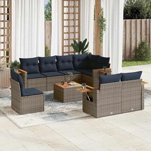 Maison exclusive - salon de jardin 9 pcs avec coussins gris résine tressée
