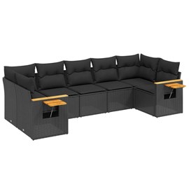 Maison exclusive - salon de jardin 7 pcs avec coussins noir résine tressée