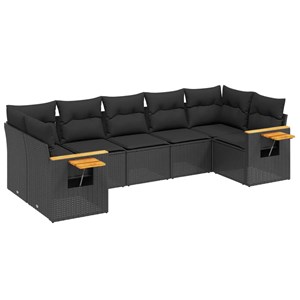 Maison exclusive - salon de jardin 7 pcs avec coussins noir résine tressée