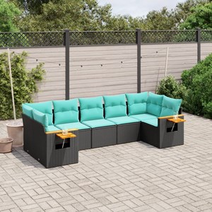 Maison exclusive - salon de jardin 7 pcs avec coussins noir résine tressée