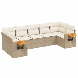 Maison exclusive - salon de jardin avec coussins 7 pcs beige résine tressée
