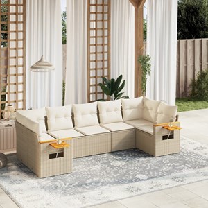 Maison exclusive - salon de jardin avec coussins 7 pcs beige résine tressée