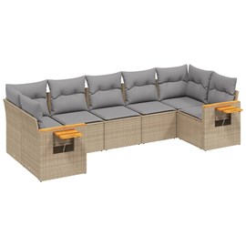 Maison exclusive - salon de jardin avec coussins 7 pcs beige résine tressée