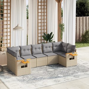 Maison exclusive - salon de jardin avec coussins 7 pcs beige résine tressée