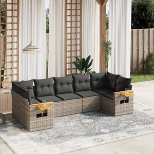 Maison exclusive - salon de jardin avec coussins 7 pcs gris résine tressée