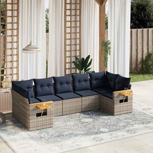 Maison exclusive - salon de jardin 7 pcs avec coussins gris résine tressée