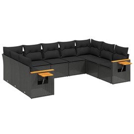 Maison exclusive - salon de jardin 9 pcs avec coussins noir résine tressée