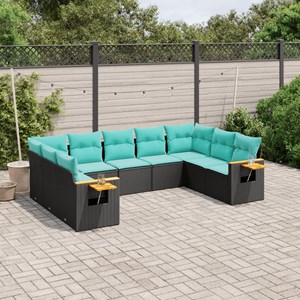 Maison exclusive - salon de jardin 9 pcs avec coussins noir résine tressée