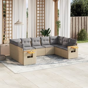 Maison exclusive - salon de jardin avec coussins 9 pcs beige résine tressée