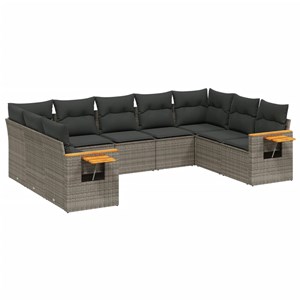Maison exclusive - salon de jardin 9 pcs avec coussins gris résine tressée