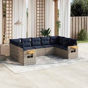 Maison exclusive - salon de jardin 9 pcs avec coussins gris résine tressée