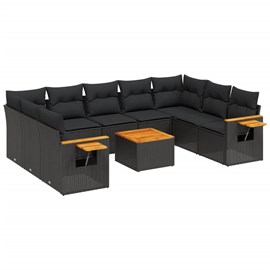 Maison exclusive - salon de jardin 10 pcs avec coussins noir résine tressée