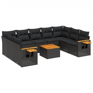 Maison exclusive - salon de jardin 10 pcs avec coussins noir résine tressée
