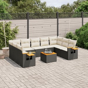 Maison exclusive - salon de jardin 10 pcs avec coussins noir résine tressée