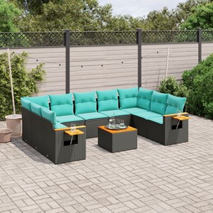 Maison exclusive - salon de jardin 10 pcs avec coussins noir résine tressée