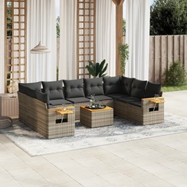 Maison exclusive - salon de jardin avec coussins 10 pcs gris résine tressée
