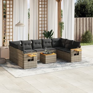Maison exclusive - salon de jardin avec coussins 10 pcs gris résine tressée