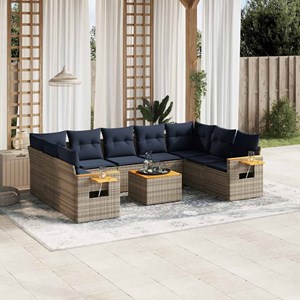 Maison exclusive - salon de jardin 10 pcs avec coussins gris résine tressée