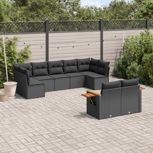 Maison exclusive - salon de jardin 9 pcs avec coussins noir résine tressée