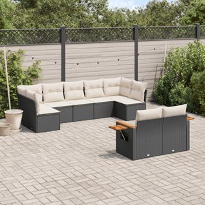 Maison exclusive - salon de jardin 9 pcs avec coussins noir résine tressée