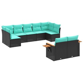 Maison exclusive - salon de jardin 9 pcs avec coussins noir résine tressée