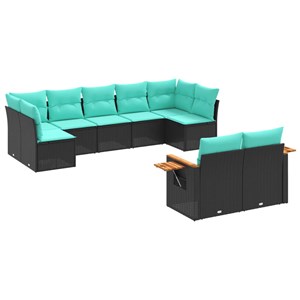 Maison exclusive - salon de jardin 9 pcs avec coussins noir résine tressée