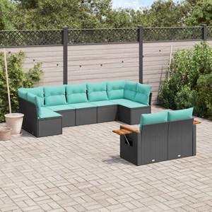 Maison exclusive - salon de jardin 9 pcs avec coussins noir résine tressée