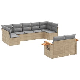 Maison exclusive - salon de jardin avec coussins 9 pcs beige résine tressée