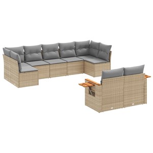 Maison exclusive - salon de jardin avec coussins 9 pcs beige résine tressée