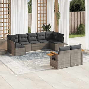 Maison exclusive - salon de jardin 9 pcs avec coussins gris résine tressée