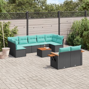 Maison exclusive - salon de jardin 10 pcs avec coussins noir résine tressée