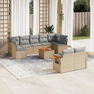 Maison exclusive - salon de jardin avec coussins 10 pcs beige résine tressée