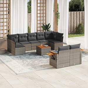 Maison exclusive - salon de jardin avec coussins 10 pcs gris résine tressée