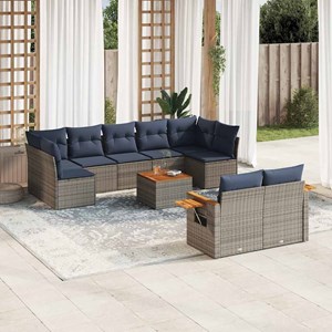 Maison exclusive - salon de jardin 10 pcs avec coussins gris résine tressée