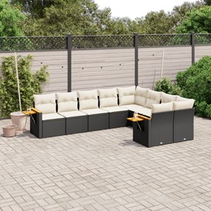 Maison exclusive - salon de jardin 9 pcs avec coussins noir résine tressée