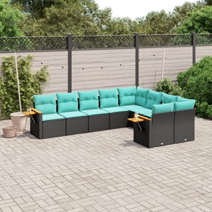 Maison exclusive - salon de jardin 9 pcs avec coussins noir résine tressée