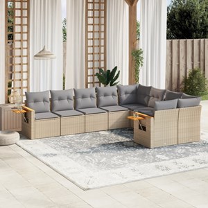 Maison exclusive - salon de jardin avec coussins 9 pcs beige résine tressée
