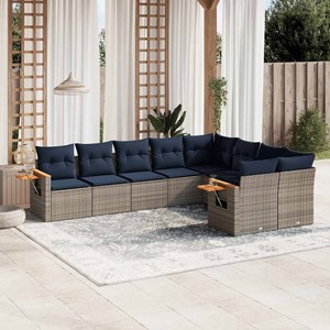 Maison exclusive - salon de jardin 9 pcs avec coussins gris résine tressée