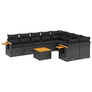 Maison exclusive - salon de jardin 10 pcs avec coussins noir résine tressée