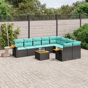Maison exclusive - salon de jardin 10 pcs avec coussins noir résine tressée